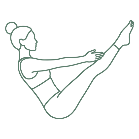 Sage line drawing of Boat Pose