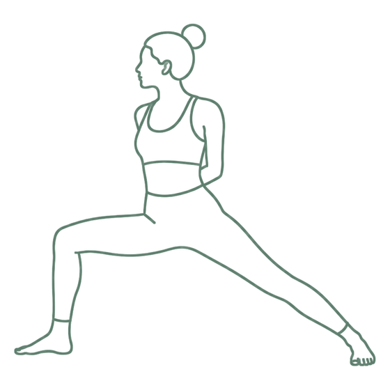 Sage line drawing of Bound Warrior II