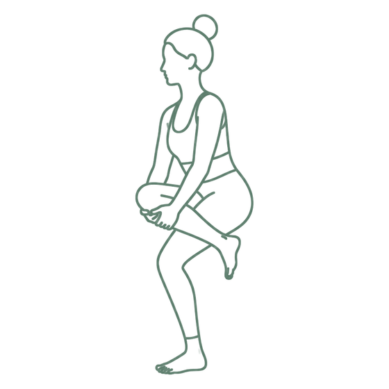 Sage line drawing of Figure Four Stretch